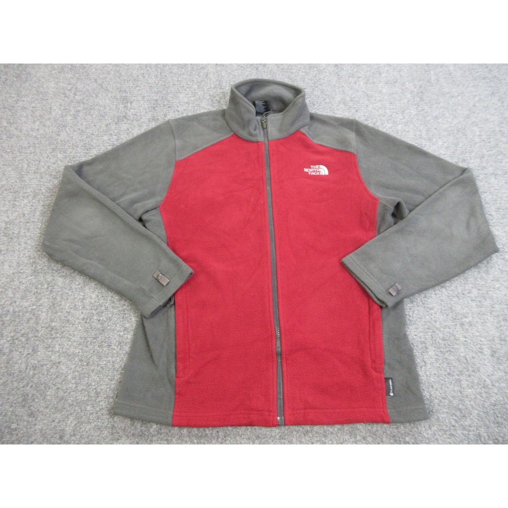 The North Face Fleece Jacket Mens Small Red Gray FLashdry Colorblock Full Zip